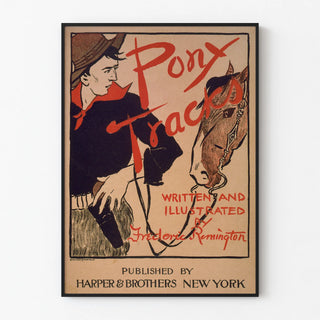 Vintage poster of Pony Tracks illustration in Western style