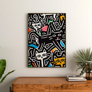 Pop Art Painting - Stylized Cats | Art print Wall Decoration Painting Poster Copy