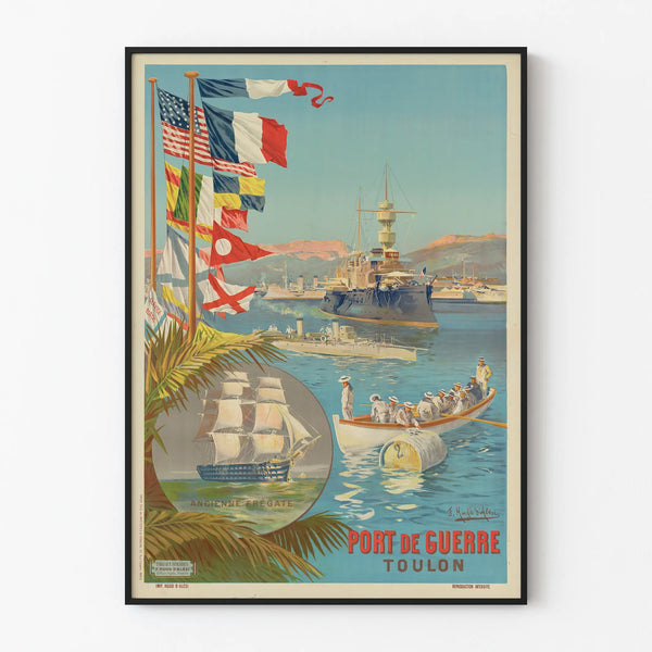 Vintage War Port Toulon Poster - Nautical Wall Decoration