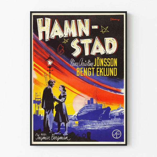 Vintage Hamnstad Poster - Retro Cinema Wall Decoration