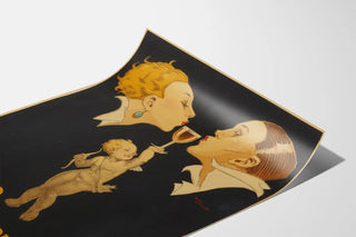 Vintage Porto Ramos-Pinto Poster with Cupid and Elegant Portraits
