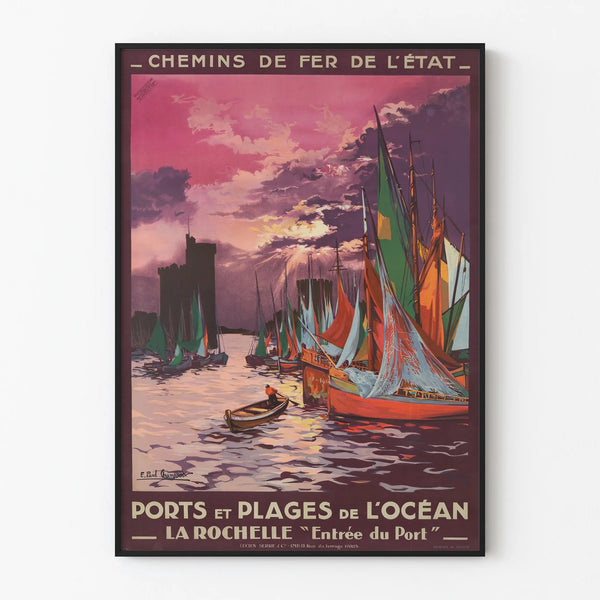 Vintage poster of La Rochelle Entrance to the Port - Nautical wall decoration
