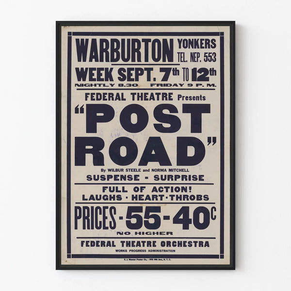 Vintage theatrical poster « Post Road » Federal Theatre