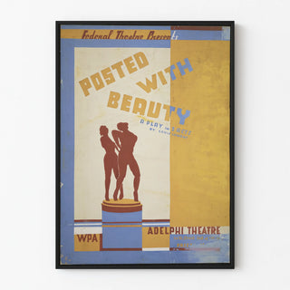 Vintage Theater Poster « Posted with Beauty » with Sculptural Silhouettes