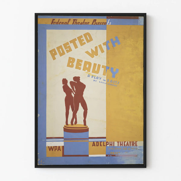 Vintage Theater Poster « Posted with Beauty » with Sculptural Silhouettes