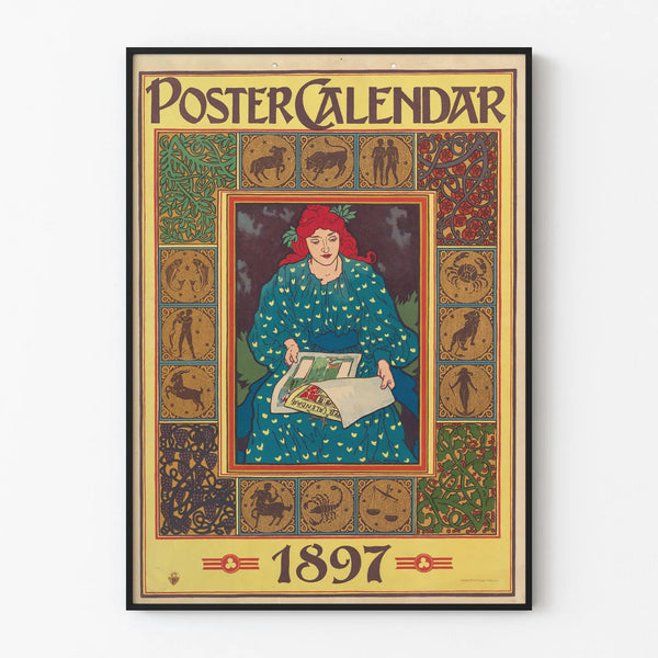 1897 Style Art Nouveau Zodiac Motifs Calendar Poster