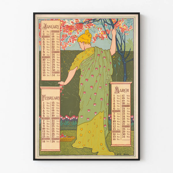 Poster Calendar 1897 Quarter January to March - Vintage Wall Decoration