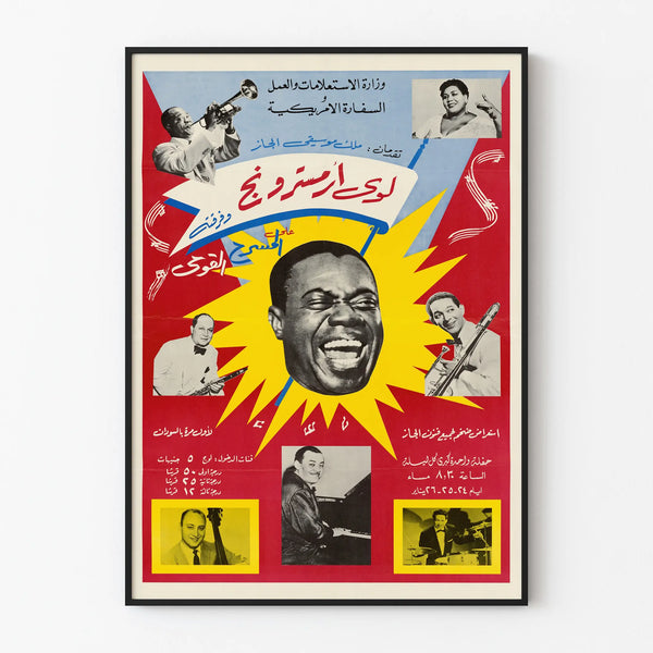 Vintage jazz poster Louis Armstrong and great musicians