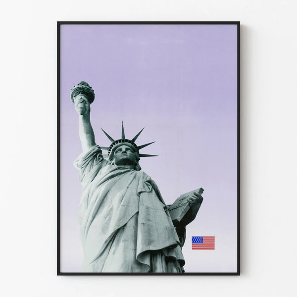 Liberty Statue with American Flag Poster