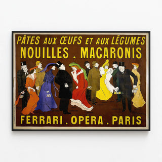 Vintage Poster of Egg and Vegetable Pasta and Macaroni Noodles — framed artwork on a wall