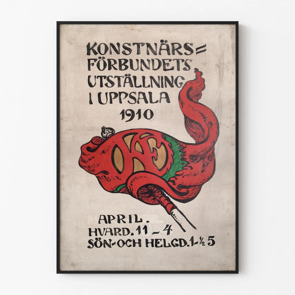 Vintage wall decoration poster for the 1910 art exhibition in Uppsala