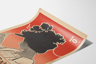 Vintage poster of Le Chat Noir with a feminine silhouette and a floral hat