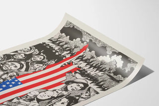 Decorative poster combining Inuit and Vietnamese with the American flag