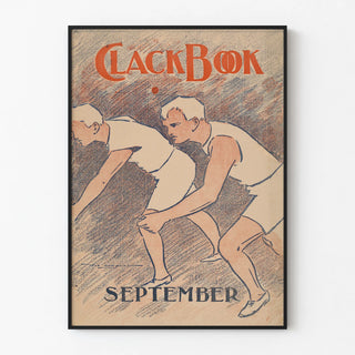 Vintage poster of two athletes at the start of a race