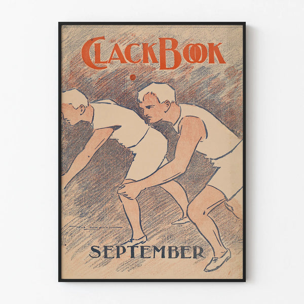 Vintage poster of two athletes at the start of a race