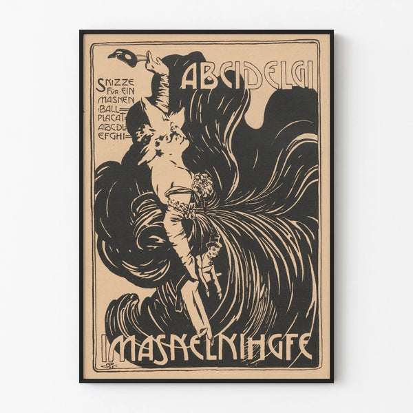 Black and beige Art Nouveau sketch poster for wall decoration