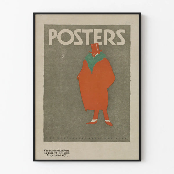 Vintage poster of a man in a red coat wall decoration