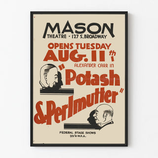 Vintage poster for Potash & Perlmutter at the Mason Theatre