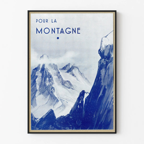 Vintage blue mountain decorative poster