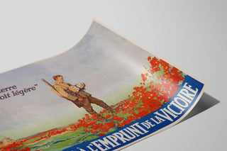 Vintage poster of a soldier and poppies for victory loan — artwork view