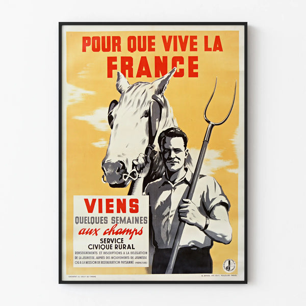 Vintage poster For France to Live - Country and patriotic wall decoration