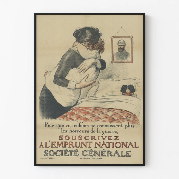 Vintage Poster of National Loan Société Générale - Mother and Child Illustration
