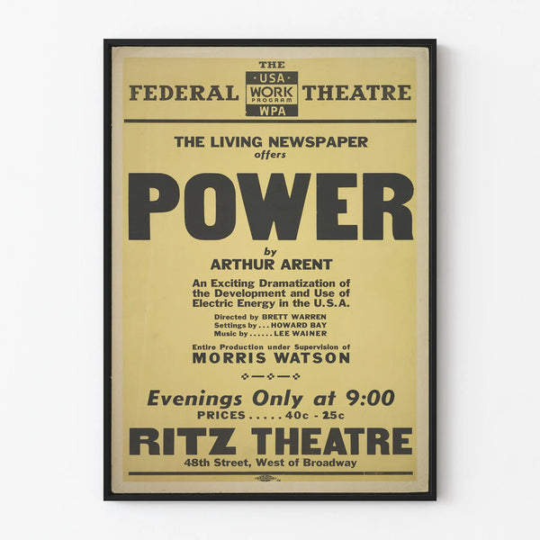 Vintage Power Theatre Poster Arthur Arent - Retro Wall Decoration