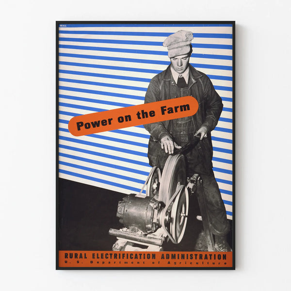 Vintage Power on the Farm Poster Industrial Wall Decoration