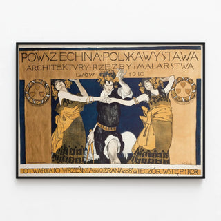 Vintage poster of the Powszechna Polska Wystawa 1910 in Lwów — framed artwork on a wall