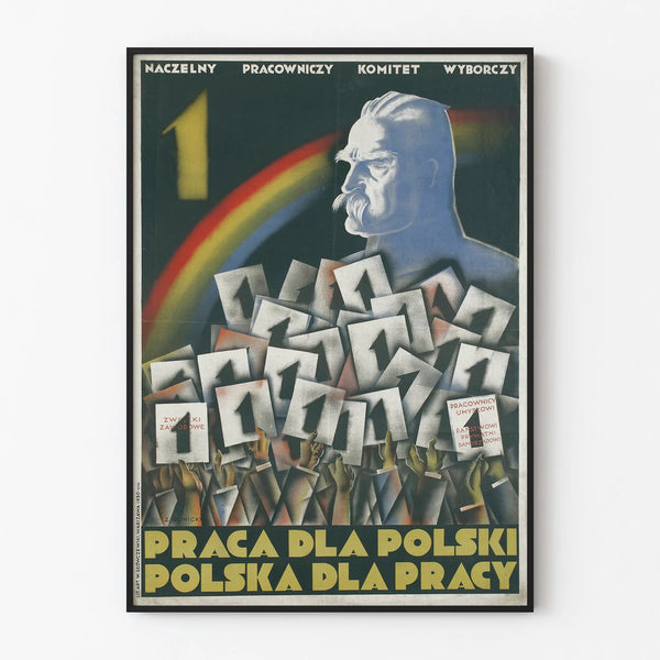 Vintage Polish propaganda poster on work and national commitment