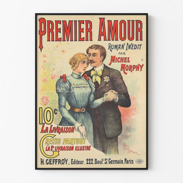 Vintage Poster Premier Amour - Romantic Wall Decoration