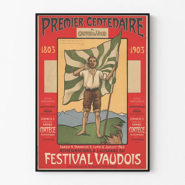 Retro Poster for the Vaudois Festival First Centennial Canton of Vaud