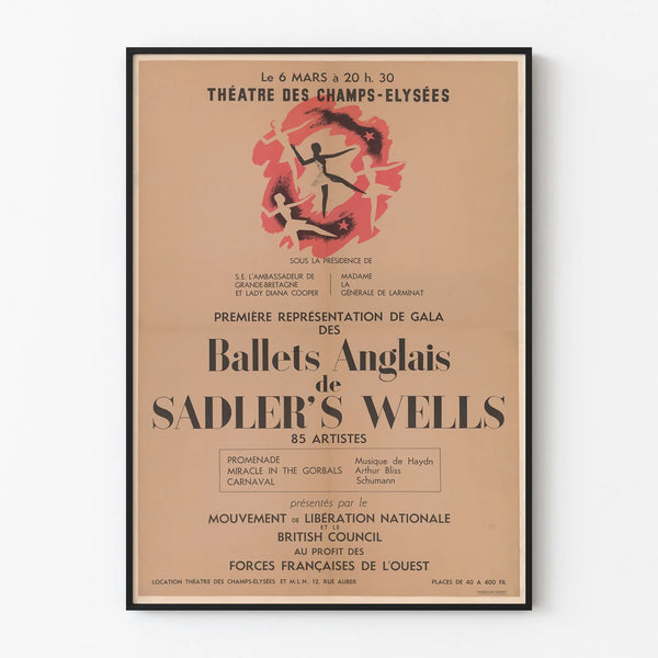 Vintage Poster of Sadler's Wells Ballets at the Théâtre des Champs-Élysées