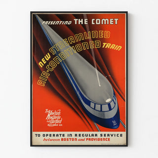 Retro Poster of the Train The Comet, air-conditioned and streamlining