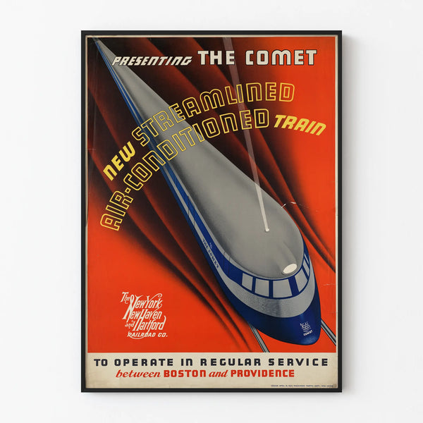 Retro Poster of the Train The Comet, air-conditioned and streamlining