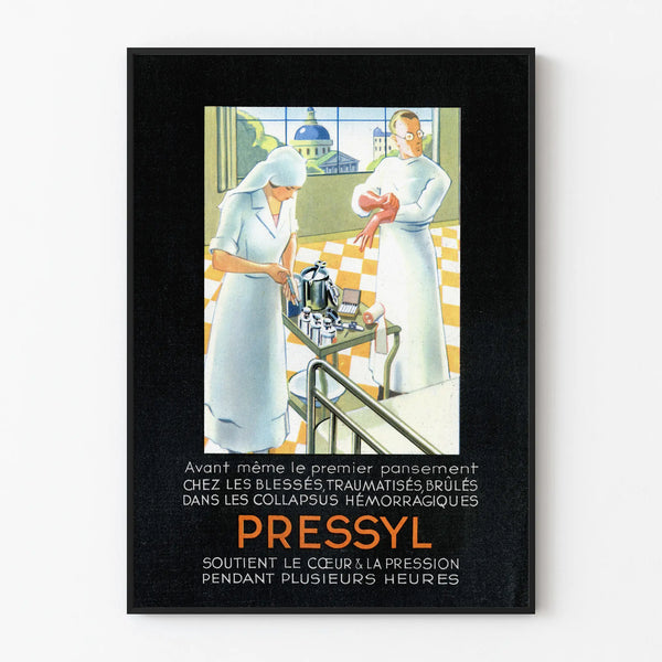 Vintage medical poster PRESSYL for wall decoration Artem Legrand