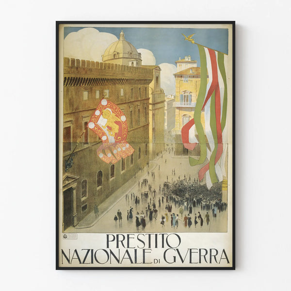 Vintage Italian poster Prestito Nazionale di Guerra for wall decoration