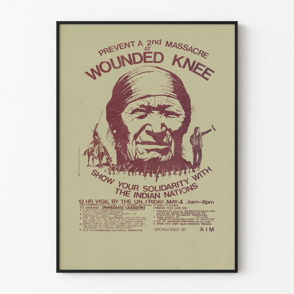 Vintage Poster for Indian Nations Solidarity Wounded Knee