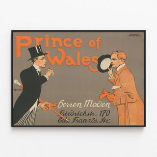 Vintage poster of Prince of Wales masculine fashion Berlin — framed artwork on a wall