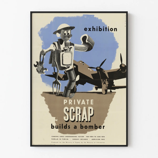 Vintage Poster Private Scrap Builds a Bomber - Industrial Wall Decoration