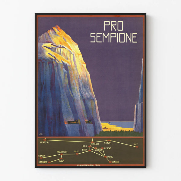 Vintage Pro Sempione Poster: Train and Mountain Poster