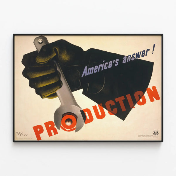 Vintage American Production Poster - Industrial Wall Decoration — framed artwork on a wall