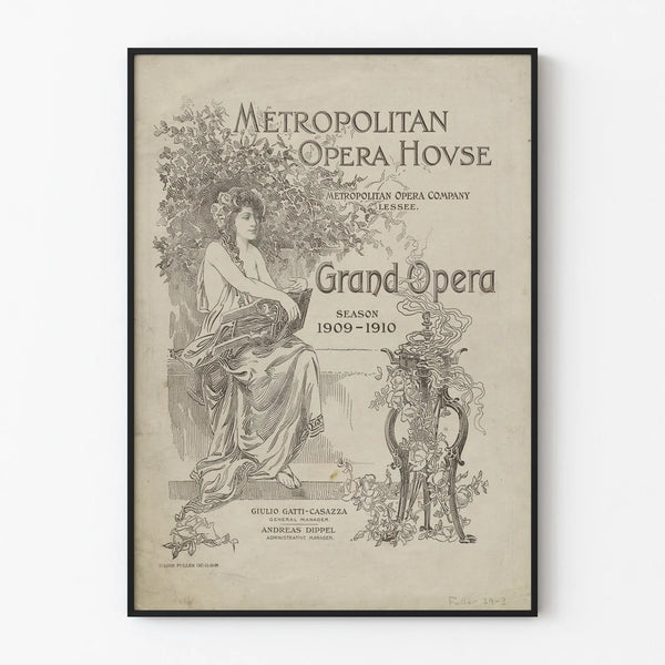 Poster Season Grand Opera 1909-1910 Metropolitan Opera House New York