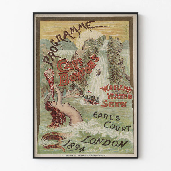 Vintage Poster of Capt. Boyton's World's Water Show 1894 – Retro Wall Decoration
