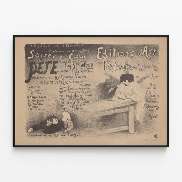 Vintage Poster of Strindberg's Father Gala Evening - Retro Wall Decoration — framed artwork on a wall