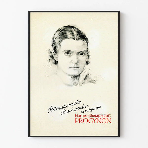 Vintage Progynon Poster - Retro black and white wall decoration poster