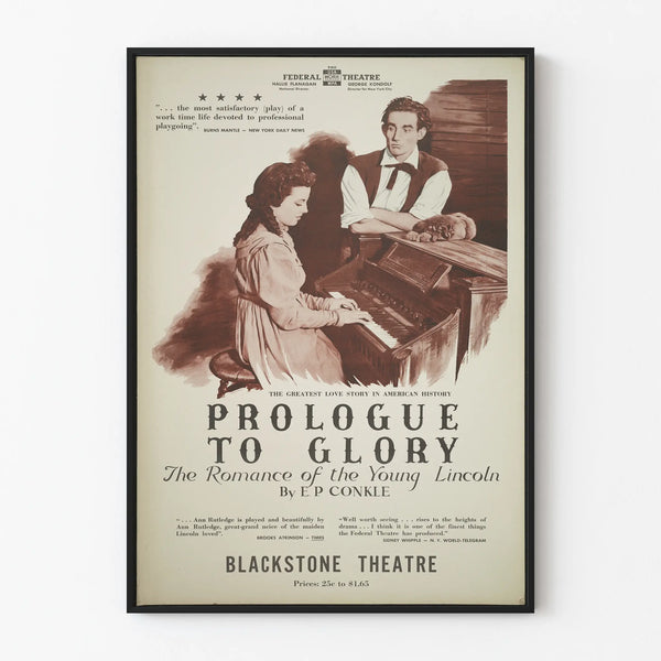 Vintage poster Prologue to Glory - Theater and historical romance wall decoration