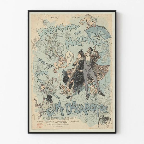 Vintage poster Night Walkers promenade wall decoration