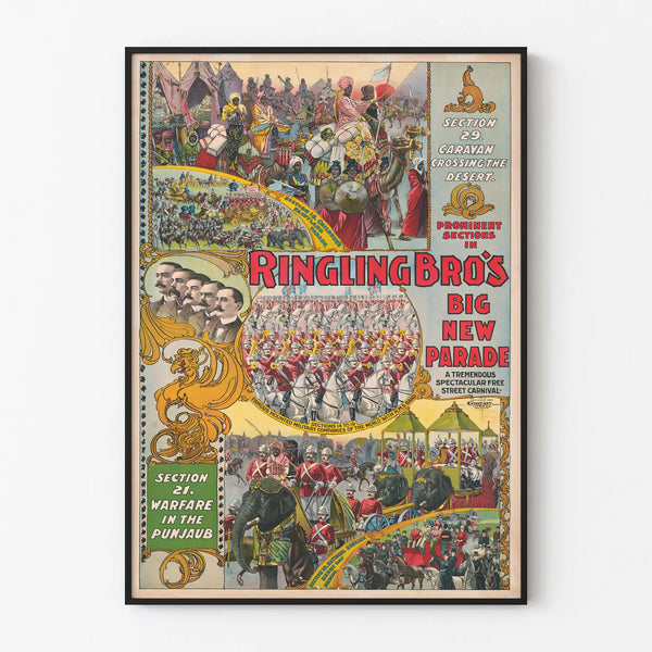 Vintage Poster Parade Ringling Bros - Retro Wall Decoration