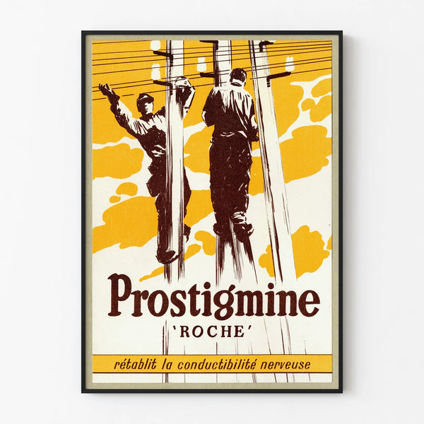 Vintage Poster Prostigmine Roche - Retro Medical Wall Decoration